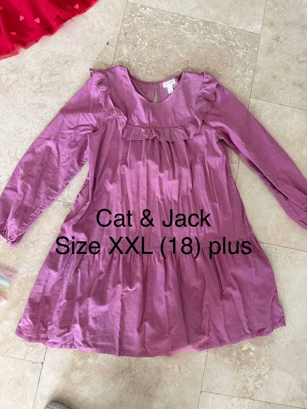 Cat & Jack Girls' Mauve Ruffle Yoke Dress
